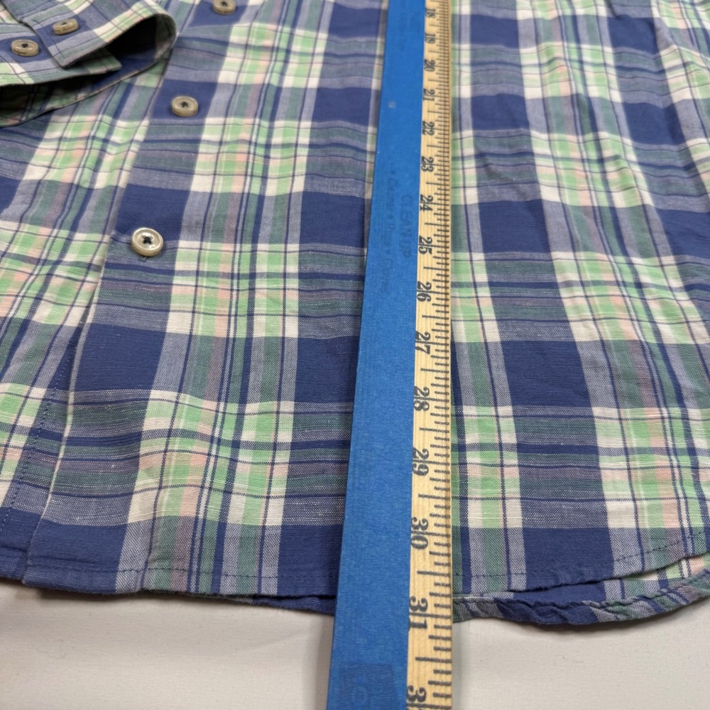Tommy Bahama Button Up Shirt Mens XL Blue Green Plaid Linen Cotton Long Sleeve - Picture 8 of 9
